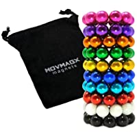 movmagx 100 bolas magnéticas para oficina- 5 mm- incluye bolsa de terciopelo [10 colores]
